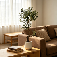 Arbre d'olivier artificiel méditerranéen de 47 pouces/120 m, tronc torsadé sculpté avec fruits noirs, plante en soie pour la décoration d'hôtels, de boutiques et de magasins