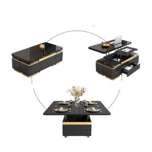 Multi-Functional Lift-Top Coffee <strong>Table</strong>, <strong>Adjustable</strong> <strong>Height</strong> with Wheels and Storage Stools - Product Image 5