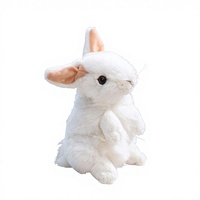 Peluche Lapin en Coton PP Doux et Réaliste, Anti-Stress, Simulation de Posture Parfaite, Lapin Blanc, Cadeau de Pâques pour Enfants