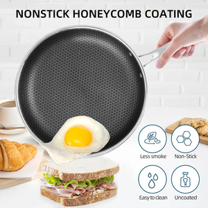 Kitchen Food Grade Non-stick Hybrid 3ply 18/10 <strong>Stainless</strong> Steel Honeycomb Fry <strong>Pans</strong> Induction <strong>Frying</strong> <strong>Pan</strong> for Restaurant Home - Product Image 3