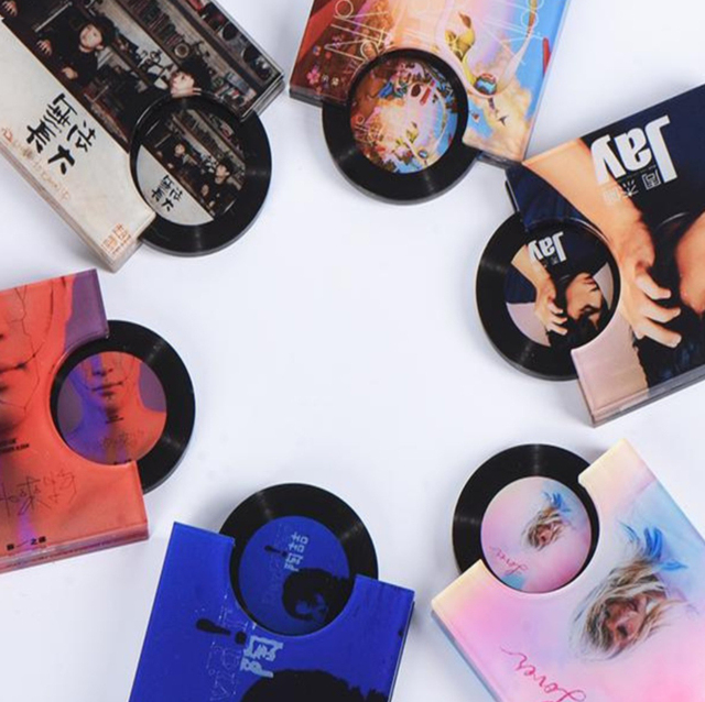 Acrylic Digital Photo Keychain with UV Printing Mini Album Vinyl Record Support Pendant