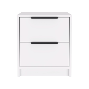 Modern Nightstand 19 In H Two <b>Drawers</b> White <b>Storage</b> <b>Drawer</b> Bedroom Furniture - Product Image 3