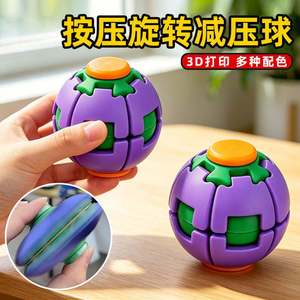 Colorful 3D Printed Stress Ball <b>Orange</b> Green Cartoon Design <b>Press</b> Rotate Toy For Office Study Relief - Product Image 4
