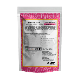 Multani mitti tự nhiên với cánh hoa hồng thật để làm sạch da giảm dầu và cho làn da sáng mịn mà không có độc tố - Product Image 2