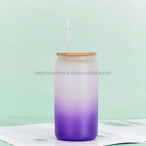 Mug à bière en verre givré/transparent minimaliste, écologique, 12oz/16oz, vierge pour sublimation, avec couvercle et paille, en stock, expédition depuis entrepôt USA - Product Image 2