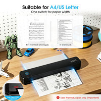 HZTZ Printer Thermal Portabel untuk Dokumentasi Bisnis Artis Tato, Multi-Ukuran, Resolusi Tinggi 203dpi, USB/Nirkabel