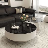 Table basse et table à thé en verre moderne, design minimaliste de luxe léger, rangement multifonctionnel pour petits salons