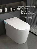 WC intelligent monobloc allongé en céramique à poser au sol, avec siphon en P, télécommande, chauffage instantané, fonction lavage et séchage, capteur de pied, chasse d'eau et éclairage nocturne