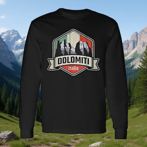 Camiseta Vintage de Manga Larga con Diseño de las Montañas Dolomitas, Ropa Promocional con Temática de Naturaleza para Senderismo - Product Image 3