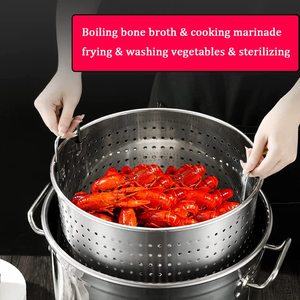 New Arrival Classic Stainless Steel Cooking <b>Pot</b> High Straight Shape Stock <b>Pot</b> Steamer Basket Dishwasher Safe Gas <b>Induction</b> Ready - Product Image 2