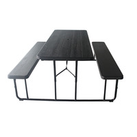 Table et banc de pique-nique pliable, offre spéciale, ensemble, en plastique, avec motif de Grain de bois, Patio, jardin