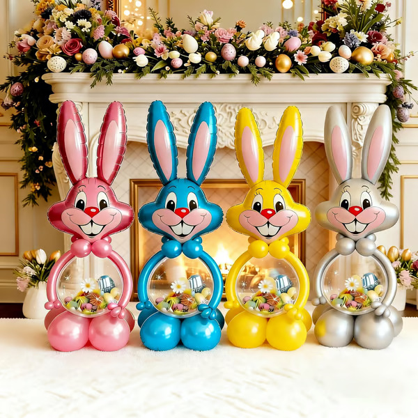 pink, blue, silver, yellow