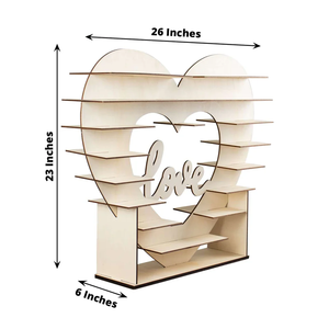 Supporto per cupcake in legno a forma di <span class=keywords><strong>cuore</strong></span> naturale in legno legno compensato legno legno doppio lato espositore da Dessert - Product Image 4