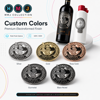 Étiquettes de bouteilles en feuille d'or de luxe, autocollants métalliques électroformés 3D en relief pour emballages de vins et spiritueux haut de gamme, logo OEM ODM