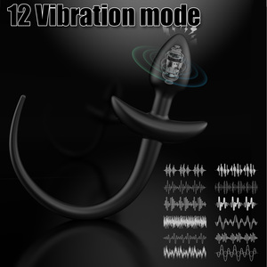 大人向けセックスグッズ 黒い子犬の尻尾 リモコン式アナルプラグ リモコン付きソフトシリコン製 誘惑用オナニー玩具 - Product Image 3