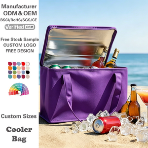 Sac isotherme réutilisable personnalisé pour livraison alimentaire, sac de plage violet réutilisable pour garder les glaces, le poisson, les aliments, les bouteilles de vin au frais, sac isotherme - Product Image 1