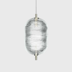 Современная подвесная люстра-кластер из прозрачного рифленого стекла со светодиодами для столовой, гостиной, лестницы, отеля - Product Image 2