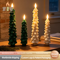 Bougie électronique en cire de paraffine à longue tige en forme de sapin de Noël avec lumières LED, lot de 2, pour une ambiance et une décoration intérieures festives