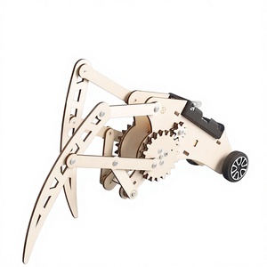 Robot Cingolato in Legno Fai-da-te a Doppio Ingranaggio per Bambini 0-3M, Modello per Esperimenti Scientifici e Assemblaggio Artigianale - Product Image 1