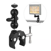 KALIOU Z019 Adaptateur double rotule multifonction en alliage d'aluminium Magic Arms+ avec support rotatif à 360° 1/4'' et super pince