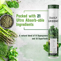 Complément Alimentaire Quotidien Effervescent Vert pour Adultes : Fibres, Vitamines C, Zinc, B6, B12, Superaliments Végétaux et Antioxydants