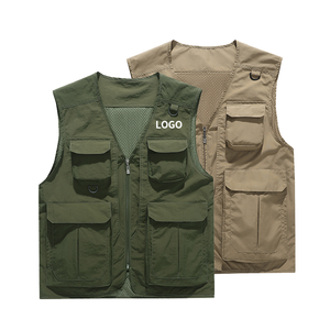 Wholesale 2026 Mens Multi Pocket Cargo <b>Utility</b> <b>Vest</b> Reflective Breathable Canvas Work Jacket Casual Winter Outdoor <b>Vest</b> - Product Image 1