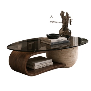 Mesa de Centro de Diseño Creativo de Alta Gama para Sala de Estar, Elegante y Moderna, de Vidrio, con Forma Ovalada, en Venta - Product Image 1