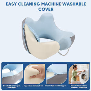 Oreiller ergonomique en mousse à mémoire de forme, nouveau design, pour le sommeil en voyage, soutien cervical personnalisé pour avion et voiture. - Product Image 3