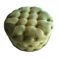 Personnalisé en gros velours gris pouf tabouret d'intérieur maroc pouf rond footstoool poufs avec bouton
