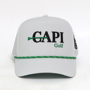 Gorras de Béisbol de 5 Paneles Impermeables de Alta Calidad al por Mayor, Logotipo Bordado Personalizado, Orificios Cortados con Láser, Gorras de Golf de Poliéster de Alto Rendimiento - Product Image 2