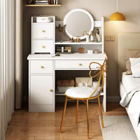 Table de toilette de maquillage moderne blanche de 2 à 4 tiroirs avec miroir et chaise pour filles best-seller pour salon ou appartement