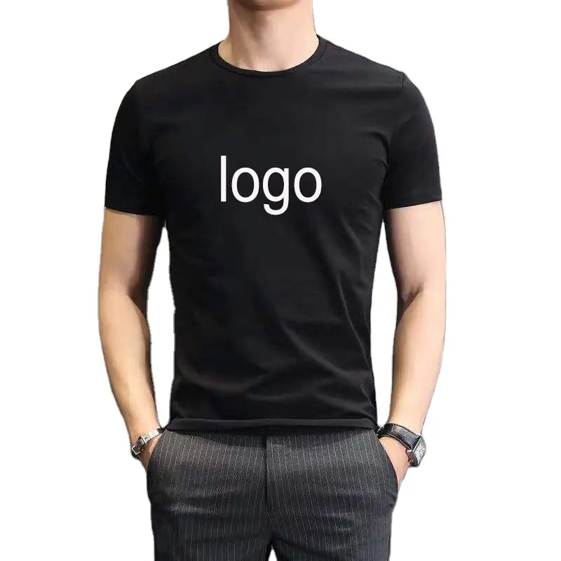 Camiseta 100% poliéster 180gsm, camiseta de manga curta masculina de alta qualidade slim fit preta