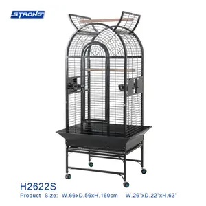 Rolling Standing Iron Metal Large Pet Parrot Bird Cage With Wheels H2622S Parrot Cage