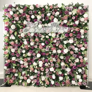 गुलाबी ढाल के साथ कृत्रिम रेशम गुलाब फूल पृष्ठभूमि दीवार ब्लश