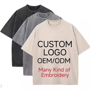 เสื้อยืดโอเวอร์ไซส์ผู้ชาย ODM/OEM แบบซักล้าง  ปักโลโก้คุณภาพสูงตามสั่ง ผ้าฝ้าย 100% 230 กรัม สไตล์อเมริกันไฮสตรีท - Product Image 1