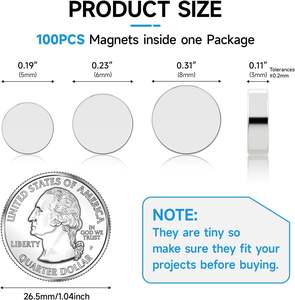 강력한 자성 재료 냉장고 자석 실버 니켈 원형 소형 미니 사이즈 냉장고, 화이트보드, 수학, 사무실 및 가정용 - Product Image 2