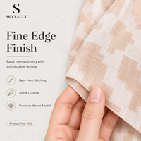 Nouvel arrivage : Hijab en modal ondulé à motif damier marron latte mat, résistant aux plis et fluide, pour femmes musulmanes