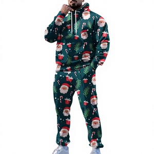 <b>Men</b>’s Solid Color Christmas Tracksuit <b>Set</b> Wholesale Low MOQ Custom Design Plain Color Winter Sportswear OEM Manufacturing - Product Image 6