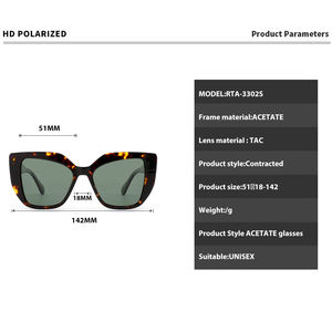 Lunettes de soleil rétro unisexes originales de bonne qualité avec verres polarisés UV400 et verres en acétate Lunettes de soleil mode - Product Image 2