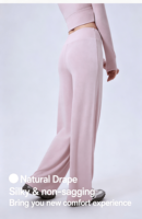 Nouvel Arrivage Pantalon de Yoga à Jambe Droite avec Cordon de Serrage, Doux, Ample, Décontracté, Uni, Coupe Large, Pantalon de Sport pour Femme, Pantalon de Survêtement