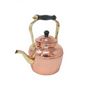 Bouilloire à thé en cuivre au design fantastique avec poignée et bec en laiton, taille personnalisée, forme ronde, bouilloire à lait à vendre - Product Image 1