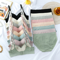 Vente en gros ensemble bralette et culotte sans couture, ensembles soutien-gorge et slip à bonnet fixe pour fille étudiante