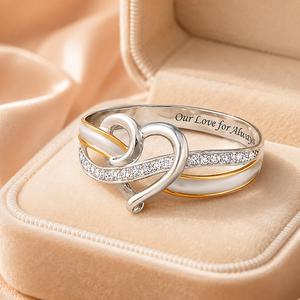 Anello con Cuore Inciso in Cristallo Bicolore per Donne, Gioiello da Dito Romantico e alla Moda - Product Image 6
