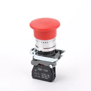 XB4-BT42 Interruptor de botão de parada de emergência de plástico vermelho cogumelo à prova d'água XB4 40mm interruptores de botão de pressão