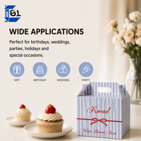 Boîte d'emballage à gâteaux rayée haut de gamme avec poignée portable et structure pliable pour boulangeries, personnalisation du logo sur demande