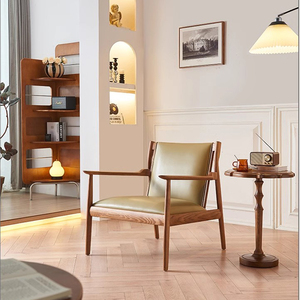 Chaise de salle à manger de loisirs en bois massif rétro chaise de canapé simple chaise de salon dossier de <span class=keywords><strong>fauteuil</strong></span> Japandi chaises de salon simples - Product Image 5