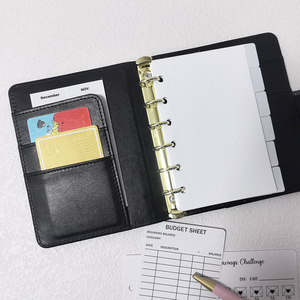 Le plus populaire Durable Portable 6-Anneaux Bulk Agenda Planner Couverture en cuir A5 A7 Loose Leaf Budget Organizer A6 Checkered Binder - Product Image 6