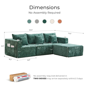 Sofá Seccional Modular en Forma de L, Envasado al Vacío, Sofá Convertible con Portavasos, Esponja de Alta Resiliencia para Sala de Estar - Product Image 2