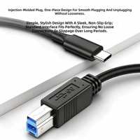 Convertidor de Puerto Cuadrado USB 3.0 Portátil, Adaptador de Cable Tipo C Macho a USB-B Macho para Computadora Portátil, Impresora, Escáner, Copiadora