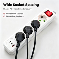 AB Schuko Prizli 4'lü Priz Çoklayıcı, 2 USB-C, 1 USB-A Girişli, 10A 250V Uzatma Kablosu, Duvara Monte Edilebilir, Akım Korumalı, OEM Toptan Satış
